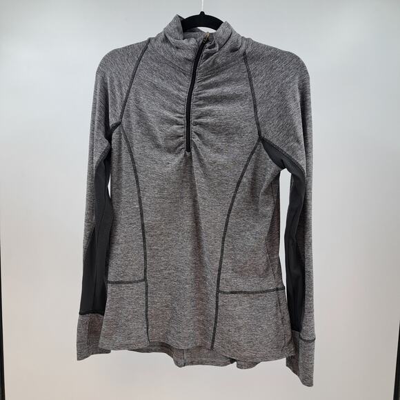 C9 Champion Top M Semi Fitted 1/4 Zip Long Sleeve Pullover Activewear Gray Black - Picture 1 of 9